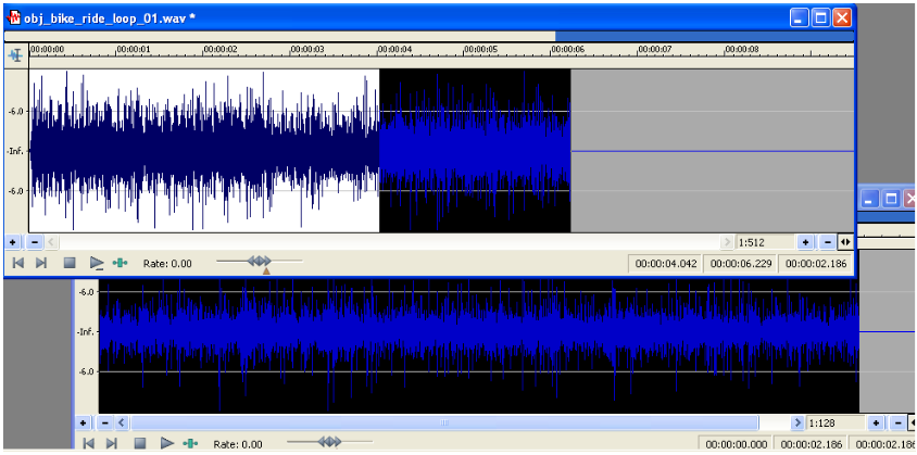 picture of 2 second end of wave file copied to another file
