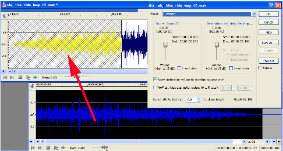 mixing the tail end of the file into the faded in head of the file