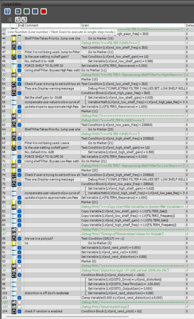 a script setting various variables for a parent sound in Scream